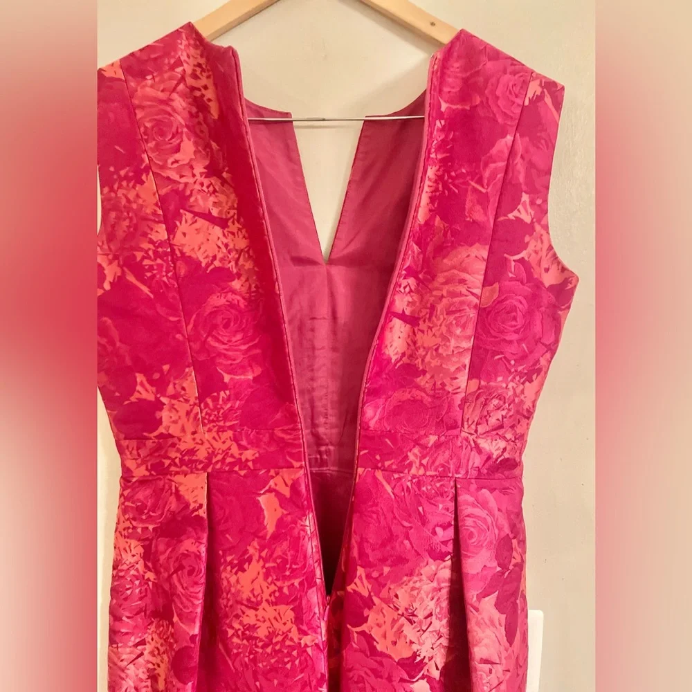 Carmen Marc Valvo Gorgeous Floral Jacquard A-Line Cocktail Dress Size 12 - EUC - Picture 8 of 13